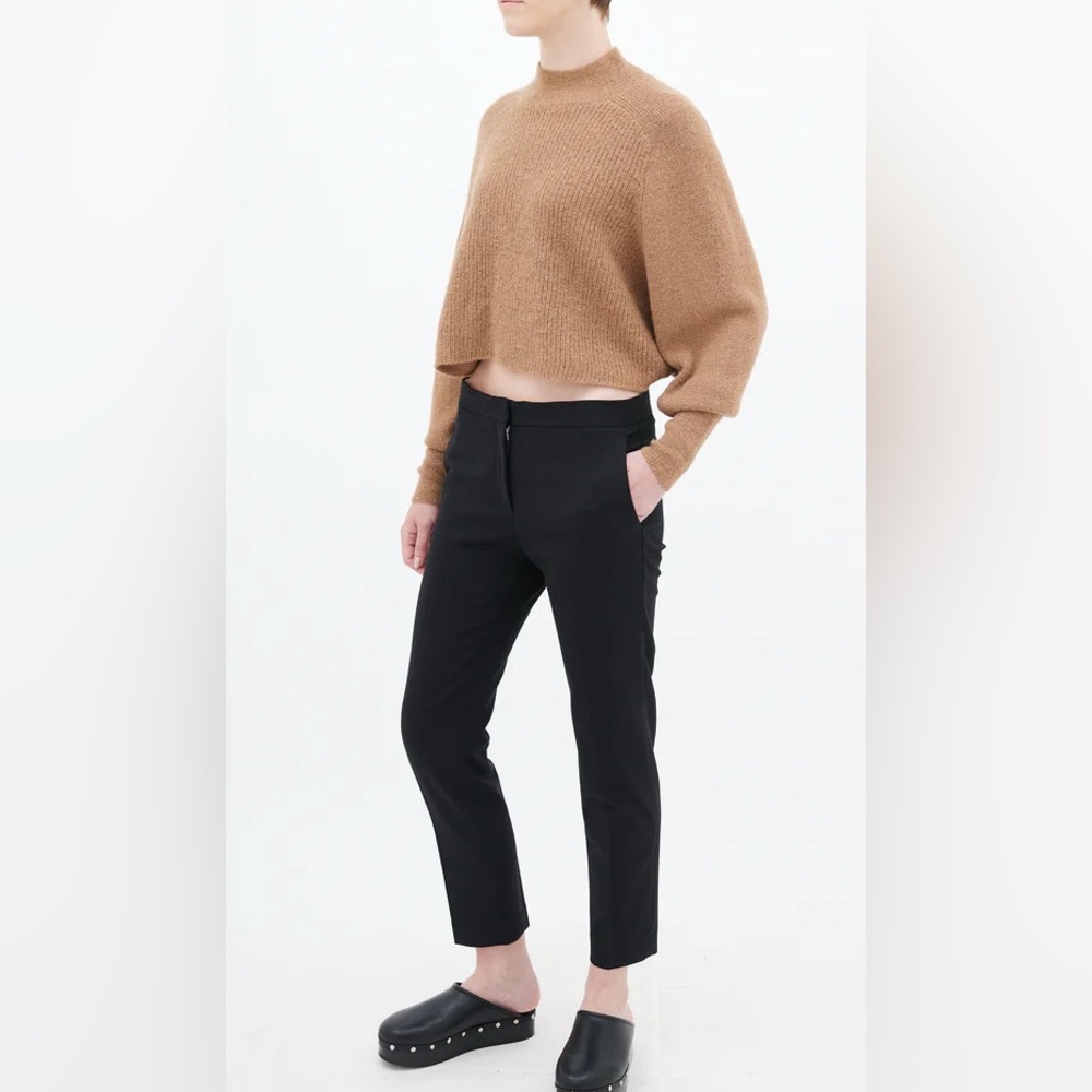 Acne Studios Saville Pique Cotton Textured Trousers Pants Black EU-36 US-6